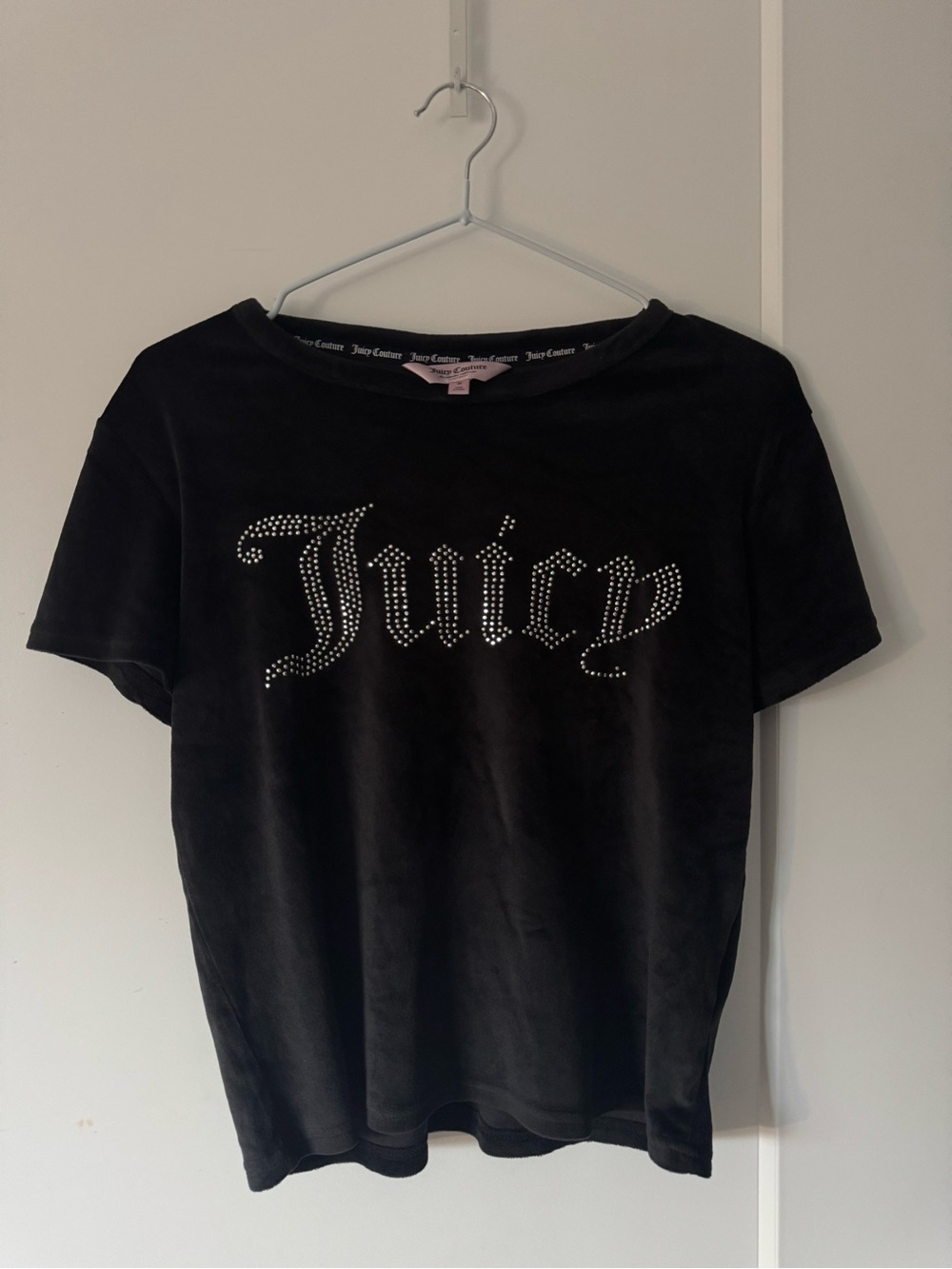Juicy Couture Black Tee with Rhinestone Juicy Logo